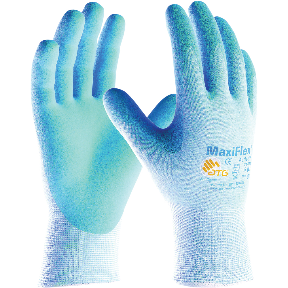 PIP MaxiFlex® Active Ultra Light Weight Gloves, Nylon, Nitrile Coated, MicroFoam Grip, Blue