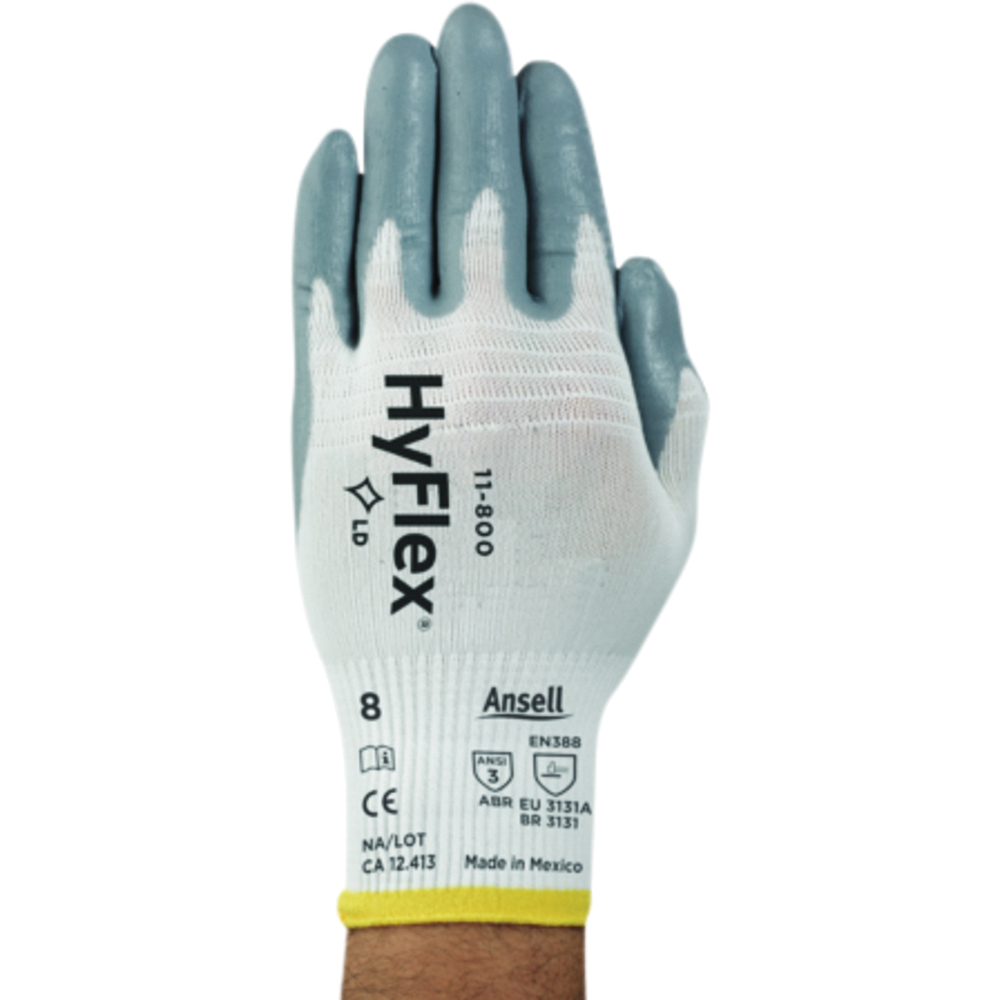 Ansell HyFlex 11-800 Nylon Gloves with Foam Nitrile Coating, 15-gauge