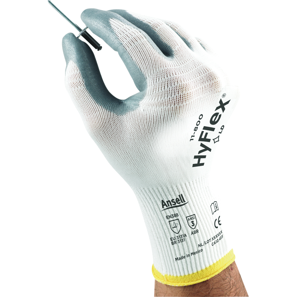 Ansell HyFlex 11-800 Nylon Gloves with Foam Nitrile Coating, 15-gauge