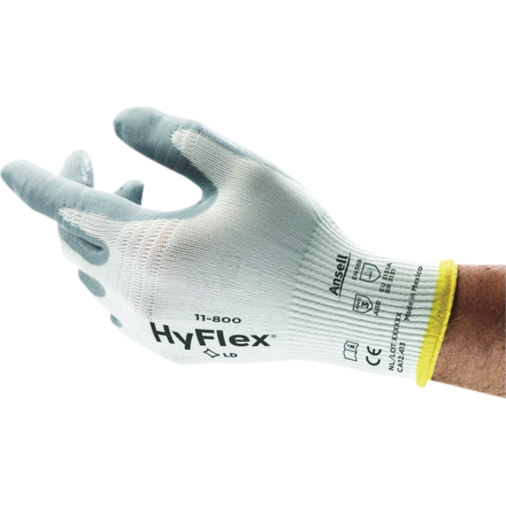 Ansell HyFlex 11-800 Nylon Gloves with Foam Nitrile Coating, 15-gauge