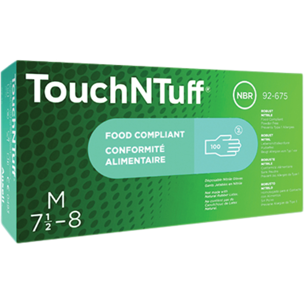 Ansell TouchNTuff™ 92-675 Disposable Nitrile Gloves, 5.5mil, Powder-Free, Textured, Blue