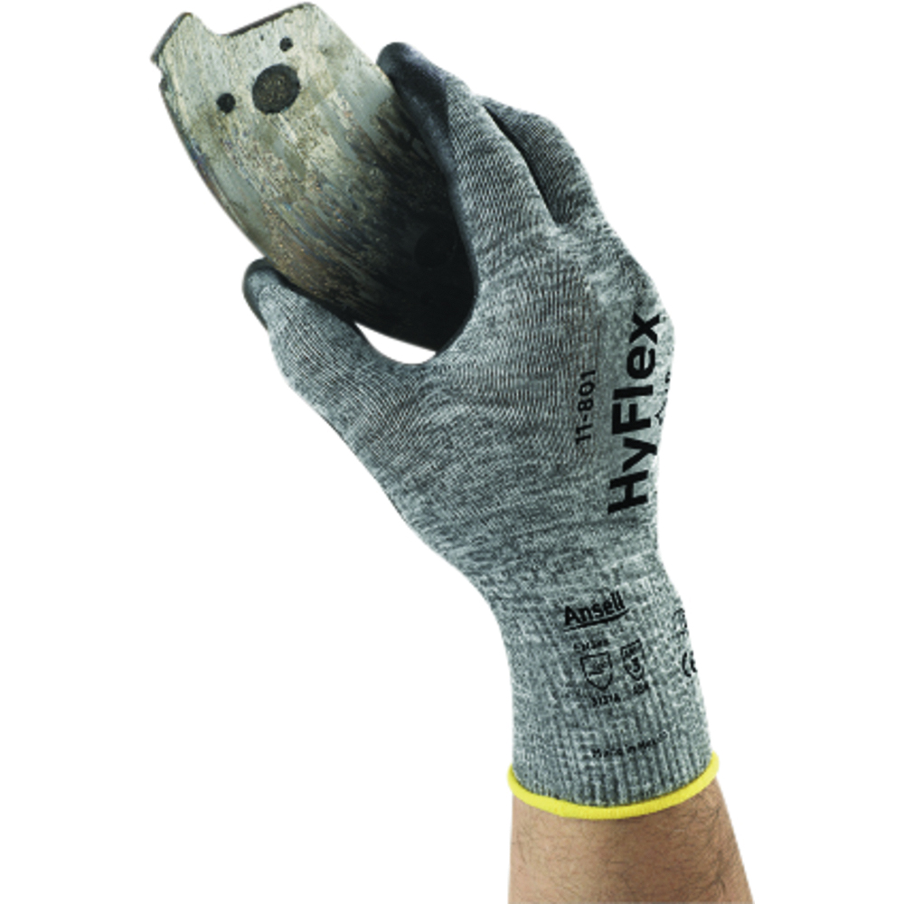 Ansell HyFlex 11-801 Nylon Gloves with Foam Nitrile Coating, 15-gauge