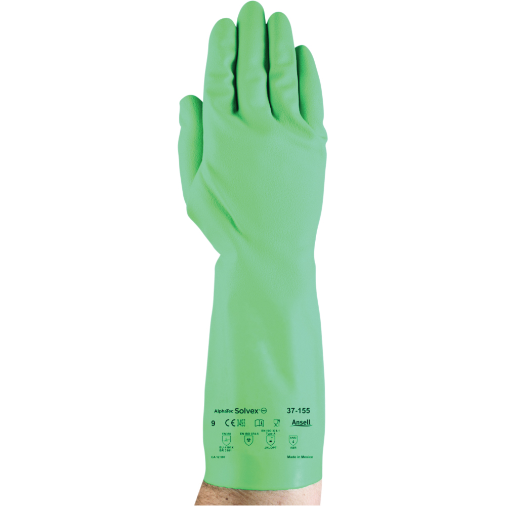 Ansell AlphaTec Solvex Unlined Nitrile Gloves, 15 mil