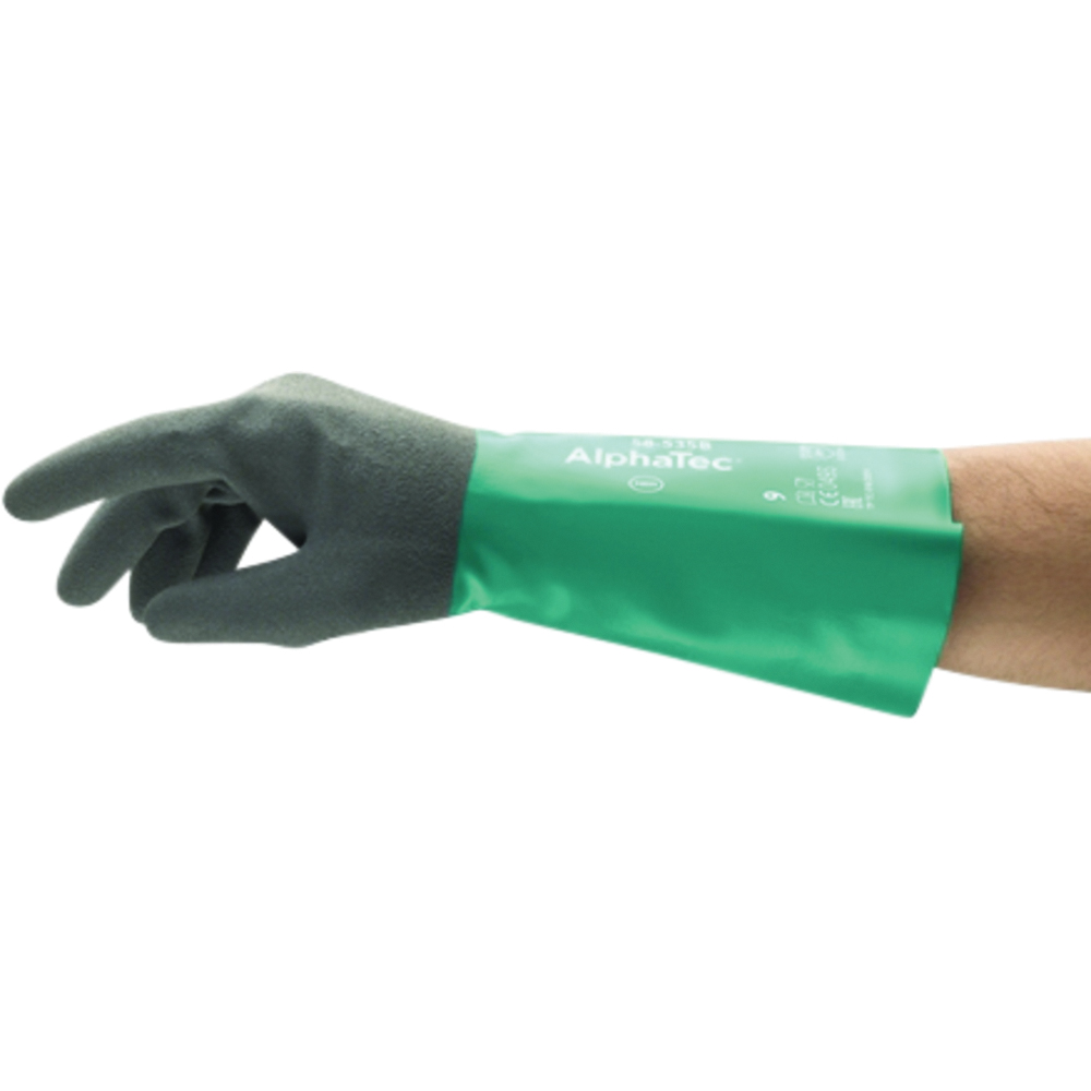 Ansell AlphaTec 58-535B Acrylic-Lined Nitrile Chemical Gloves with ANSELL GRIP™ Coating