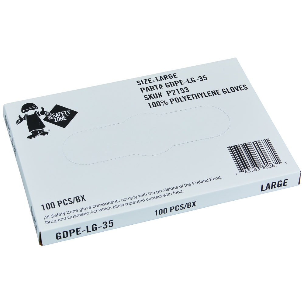 Safety Zone Powder Free Polyethylene Gloves, 35-Inch