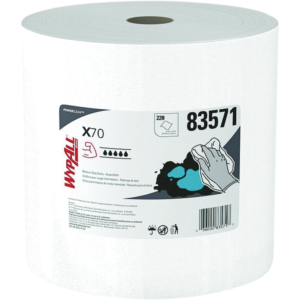 WypAll Power Clean X70 Medium Duty Cleaning Cloths, Wiper in a Bucket Refill