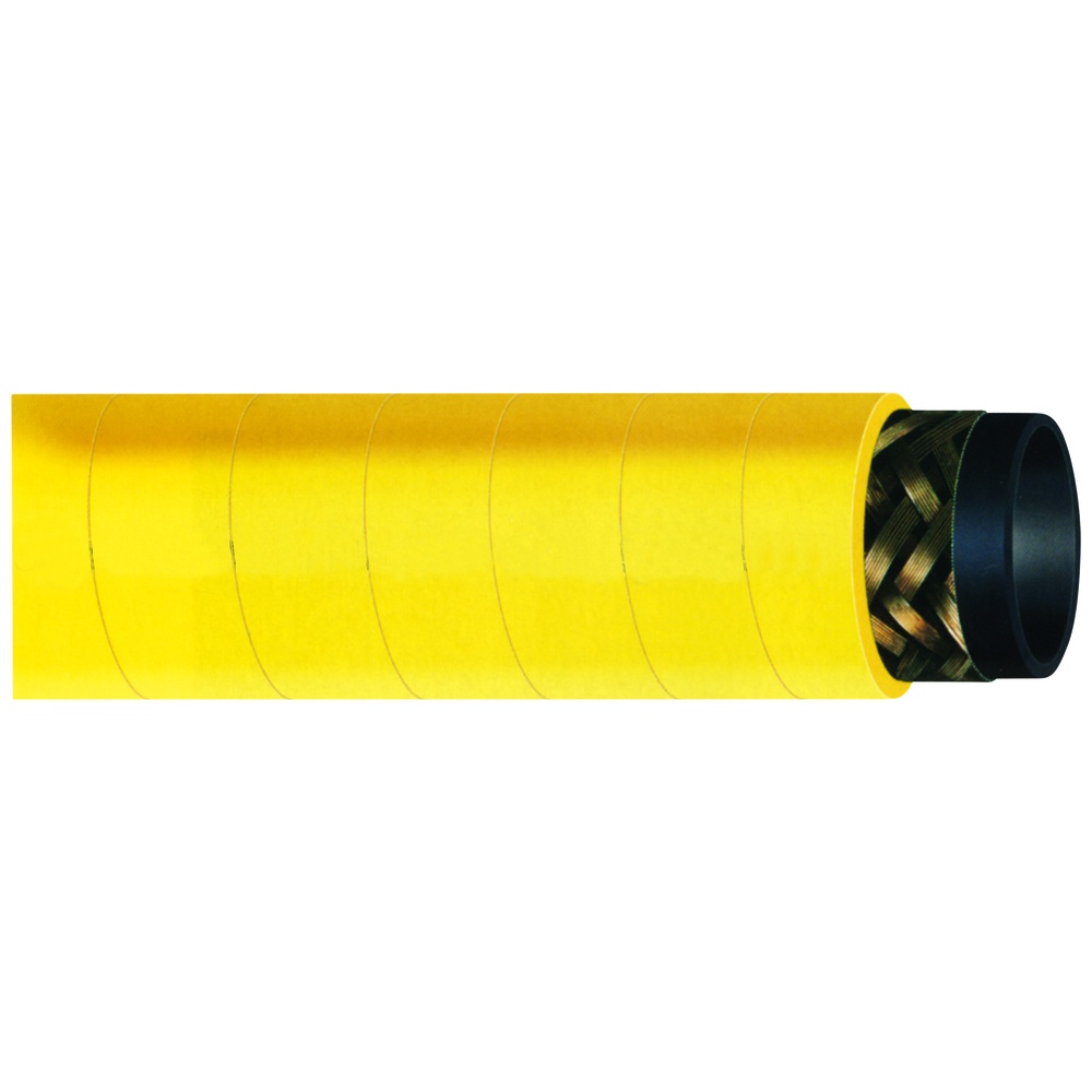 Hanna Rubber Hot Water Washdown Hose, Steel Wire Reinforced, 3/4 Inch ID, 1,000 psi, Yellow
