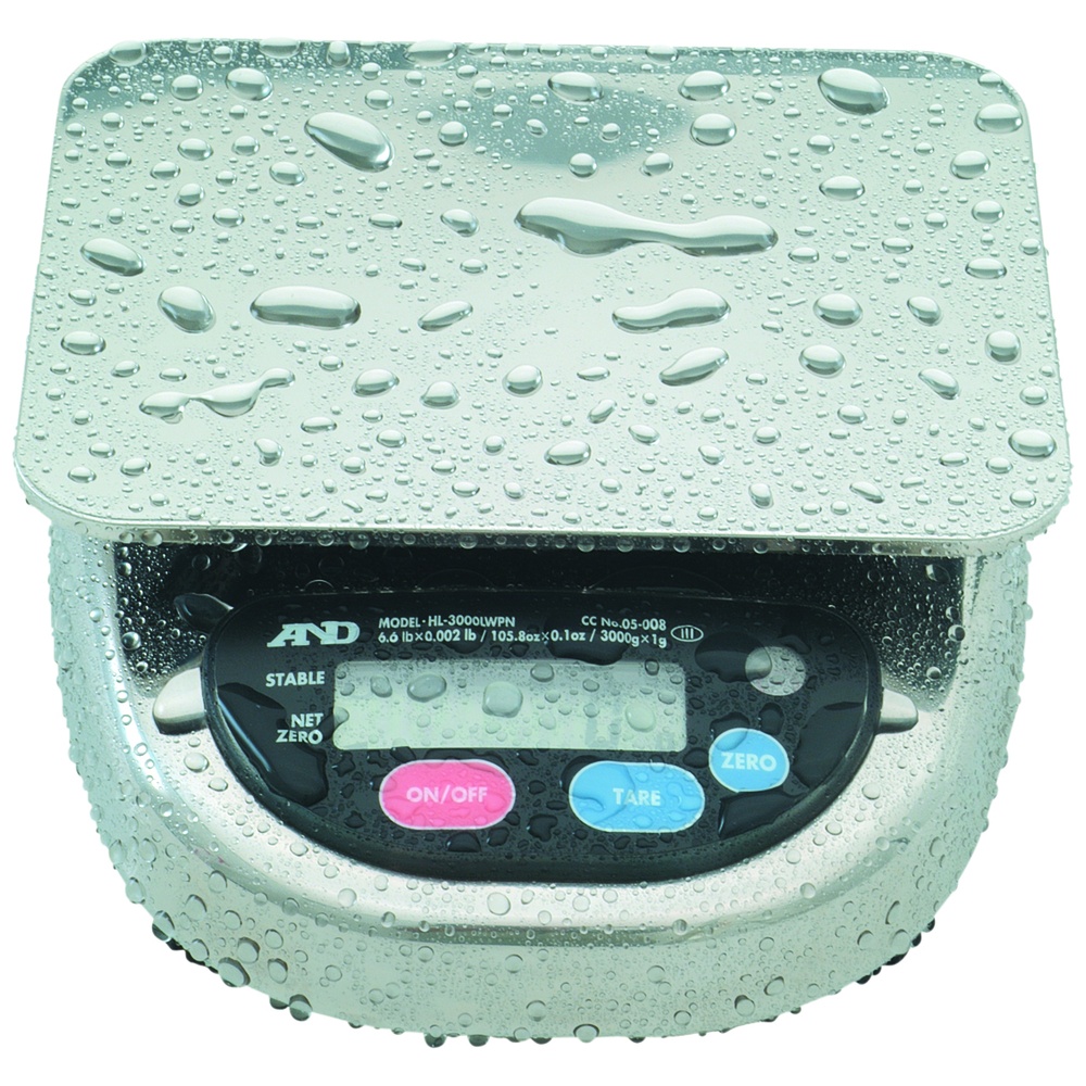 A&D Weighing HL-3000LWPN Compact Washdown Scale, Large Pan, NSF Listed, NTEP Certified, Legal for Trade