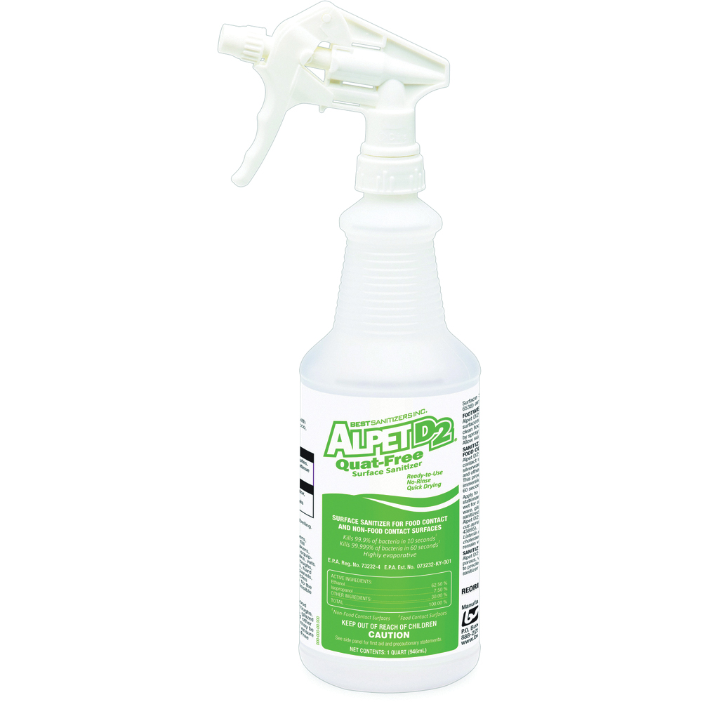 Best Sanitizers Alpet D2 Quat Free Surface Sanitizer & Disinfectant Spray, 1 Quart