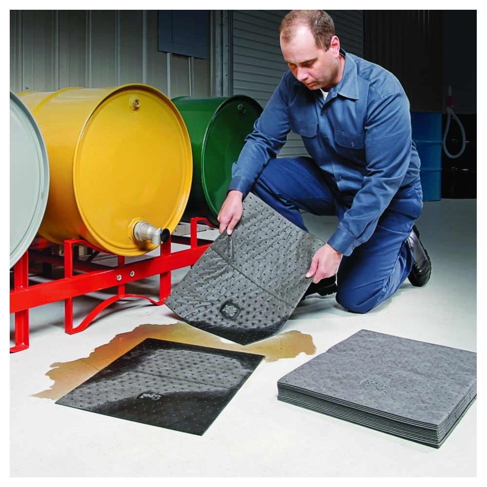 PIG® Absorbent Pads, Heavyweight, Dispenser Box, 15 Inch x 20 Inch, Gray