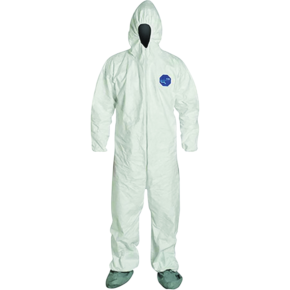 DuPont Tyvek 4 Coveralls with Attached Hood, Boots and Elastic Wrists, Serged Seams DuPont Tyvek 4 Coveralls with Attached Hood, Boots and Elastic Wrists, Serged Seams