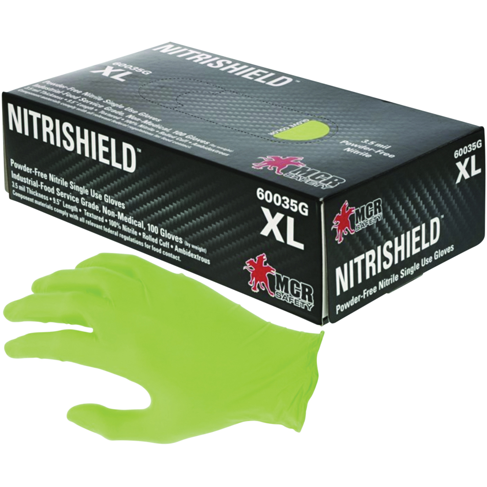 MCR Safety NitriShield™ Nitrile Gloves, Industrial Food Service Grade, Powder-Free, Textured Finish, 3.5 Mil MCR Safety NitriShield™ Nitrile Gloves, Industrial Food Service Grade, Powder-Free, Textured Finish, 3.5 Mil
