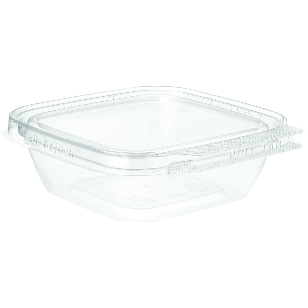 Tamper-Evident and Tamper-Resistant Clamshell Food Container, 4 Inch x 4 Inch, Clear