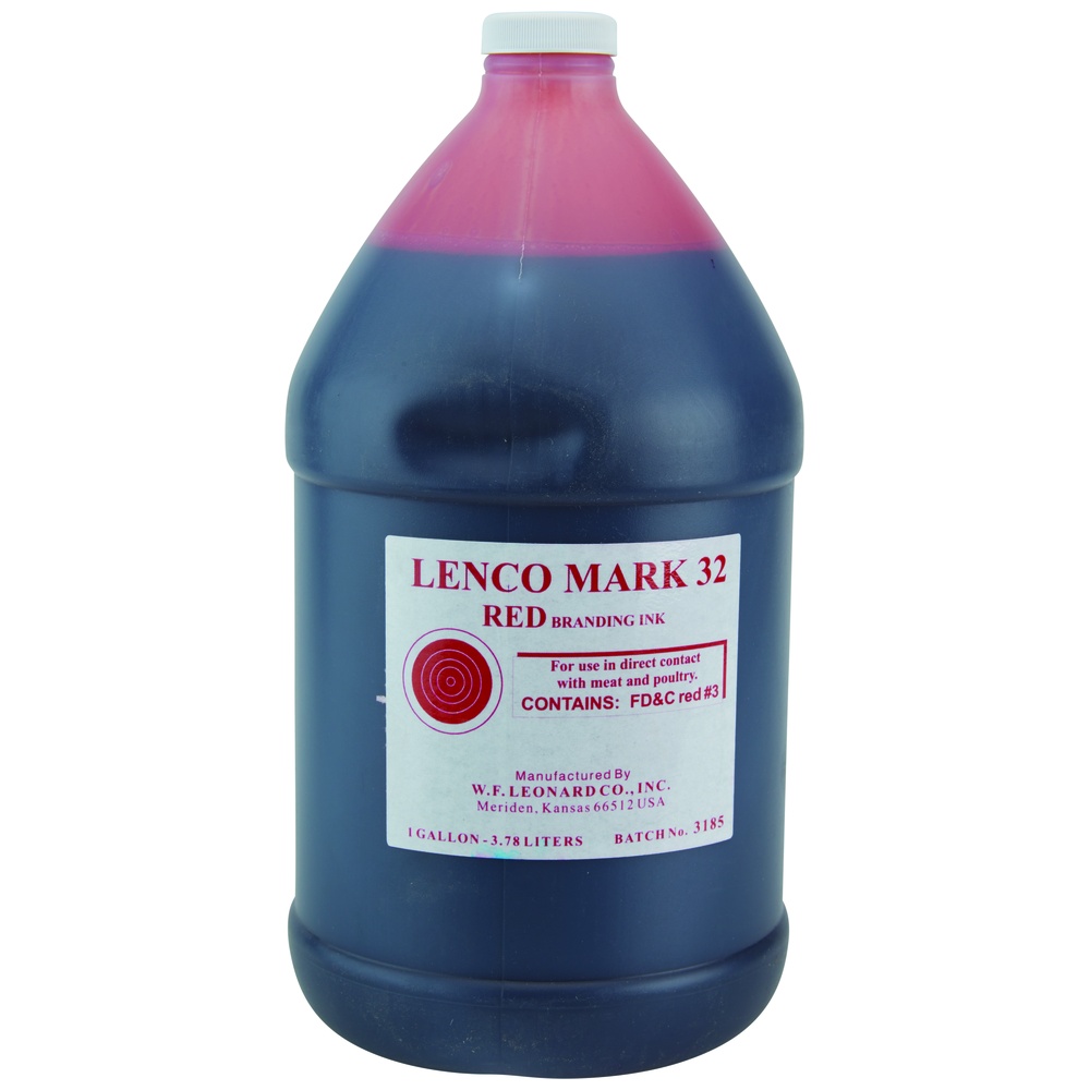 Lenco Meat Branding Ink, Quick-Dry, No-Rub, 1 Gallon, Red