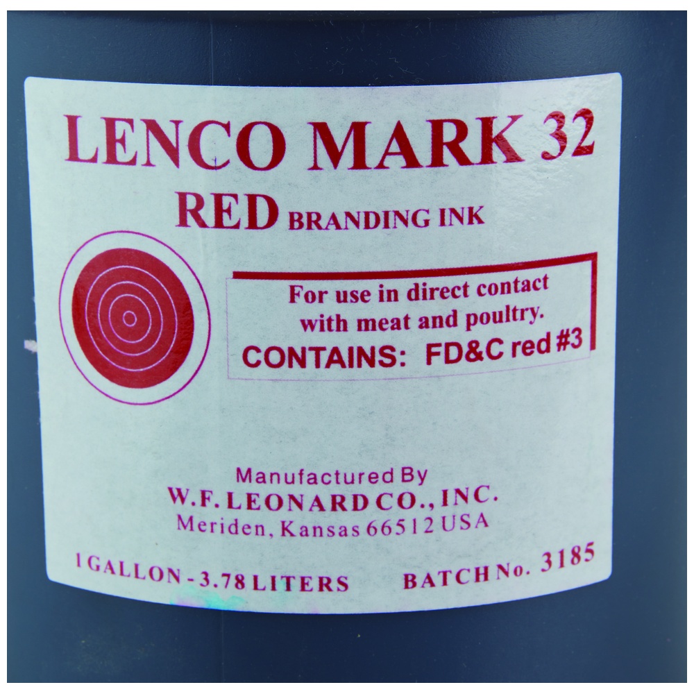 Lenco Meat Branding Ink, Quick-Dry, No-Rub, 1 Gallon, Red