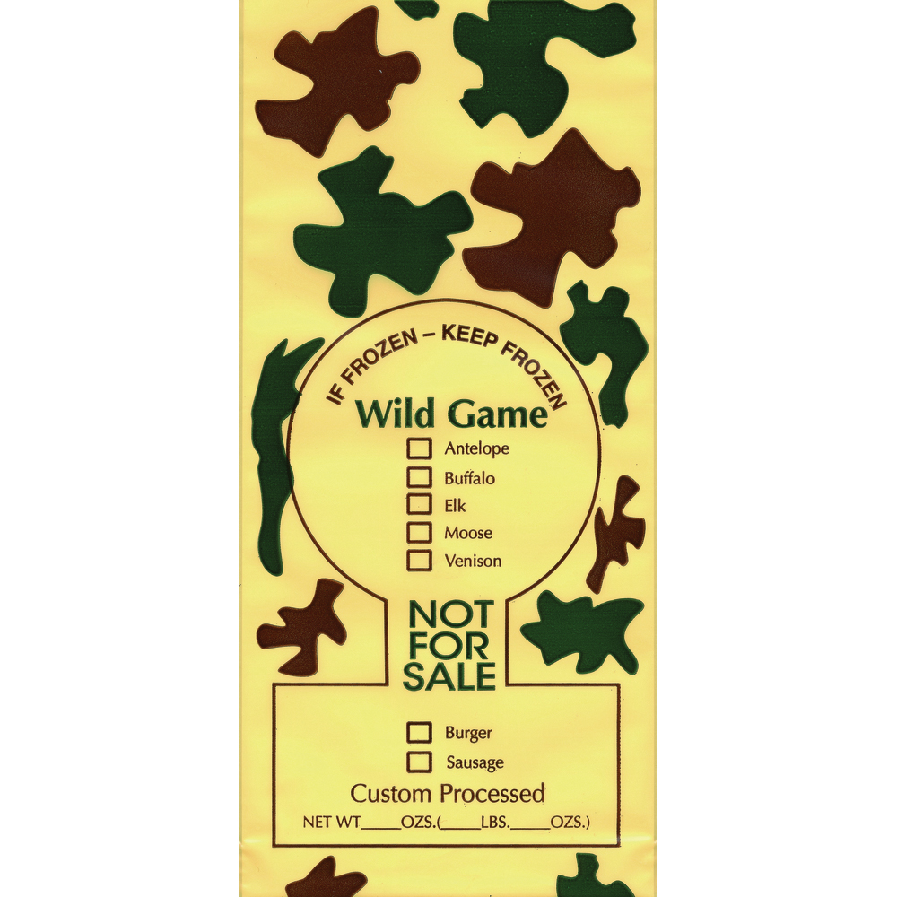 Clarity E-Z Pak Poly Meat Bags, Not For Sale Wild Game Camo Print Clarity E-Z Pak Poly Meat Bags, Not For Sale Wild Game Camo Print