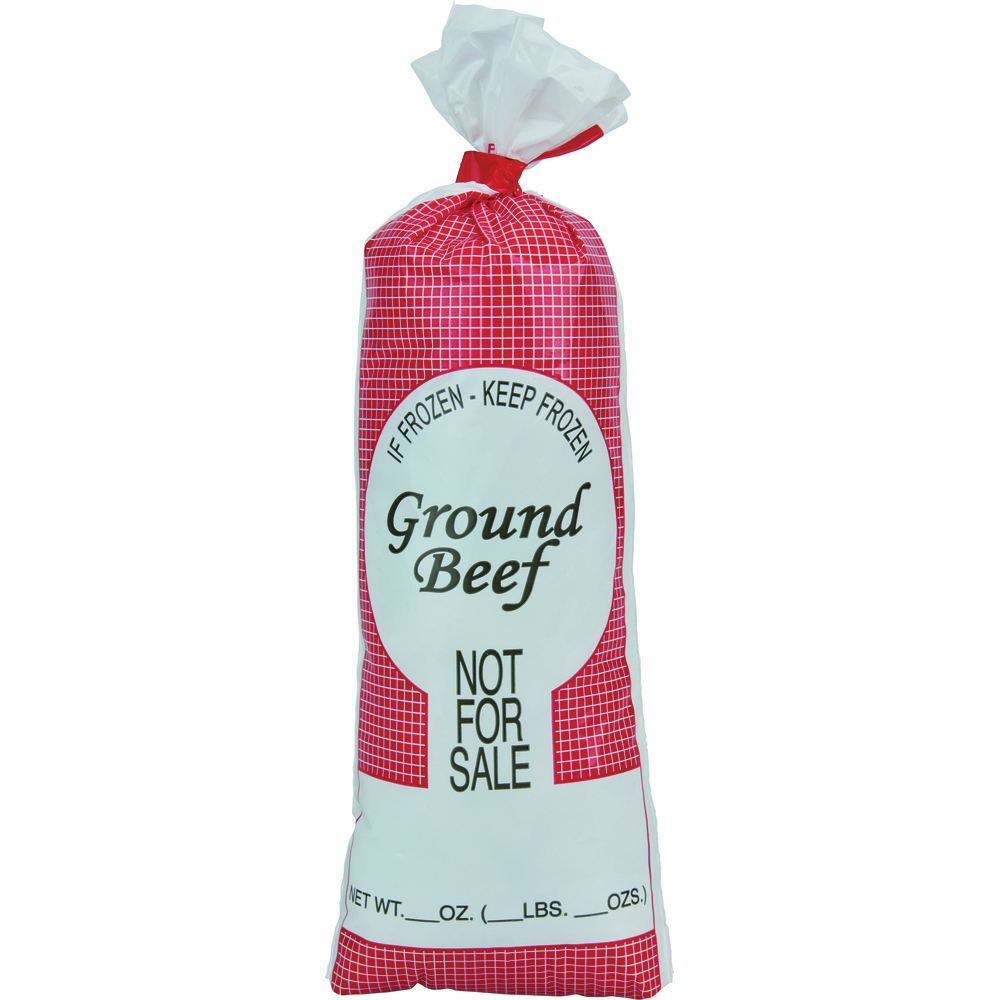 Clarity E-Z Pak Poly Meat Bags, Not For Sale Ground Beef Print