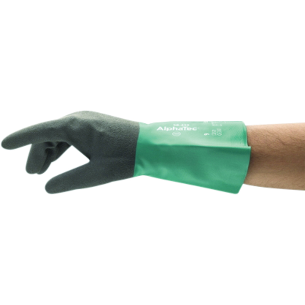 Ansell AlphaTec 58-430 Acrylic-Lined Nitrile Chemical Gloves with ANSELL GRIP™ Coating