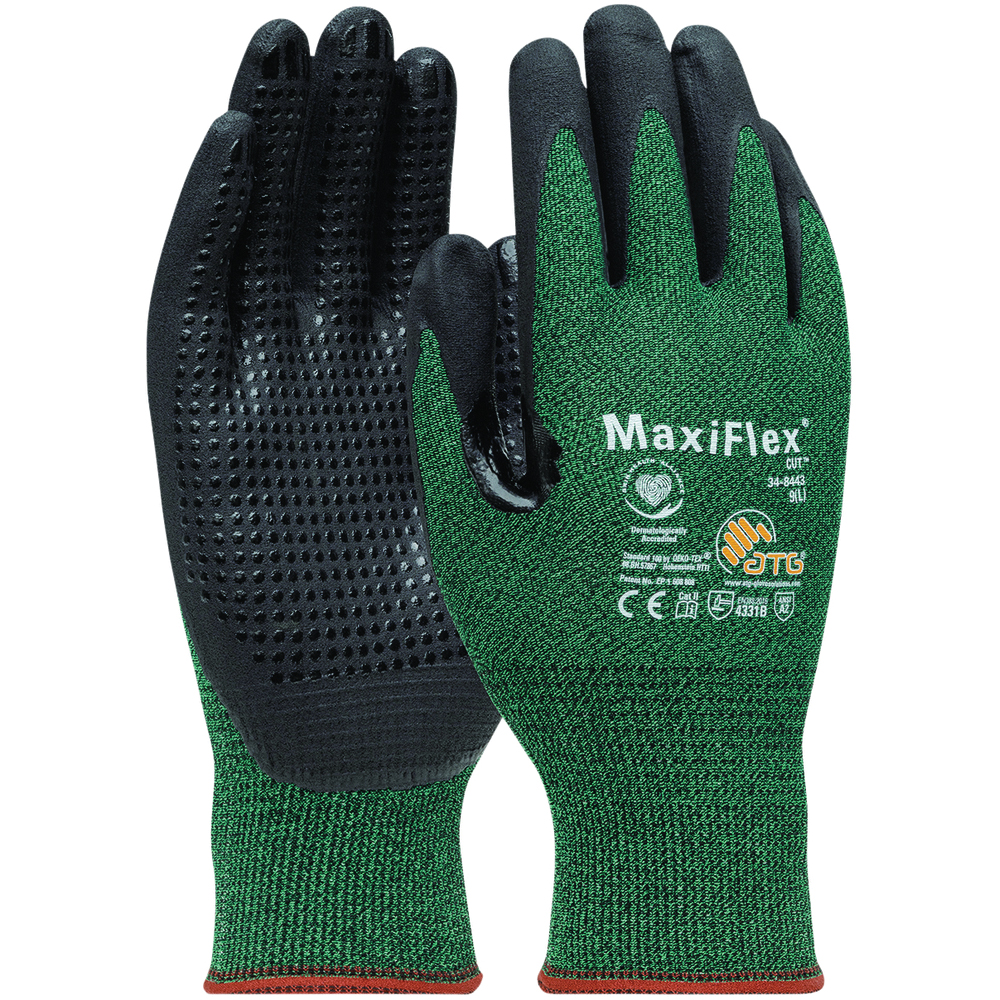 PIP® MaxiFlex® Cut™ Seamless Knit Engineered Yarn Gloves, Premium Nitrile Coated MicroFoam Grip with Micro Dot Palm, Touchscreen Compatible, Green