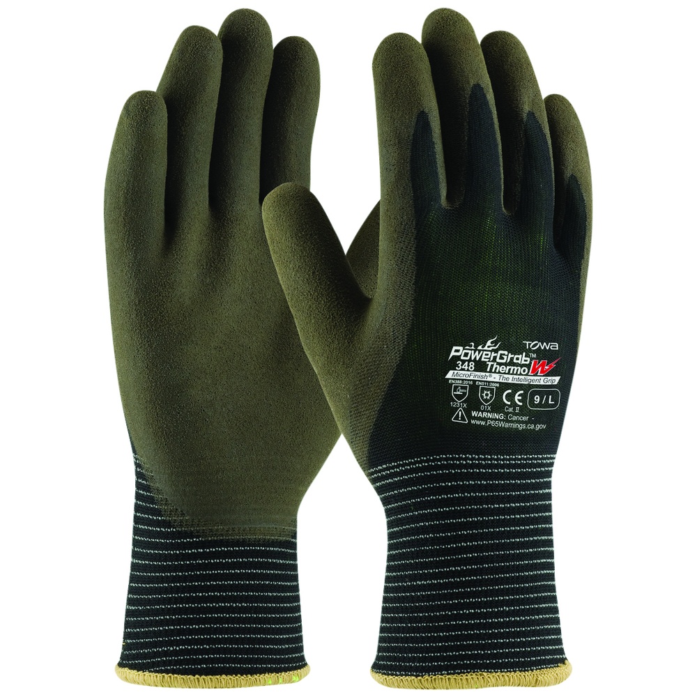 PIP® PowerGrab™ Thermo W Seamless Knit Polyester Glove, Acrylic Liner with Latex MicroFinish Grip, Black