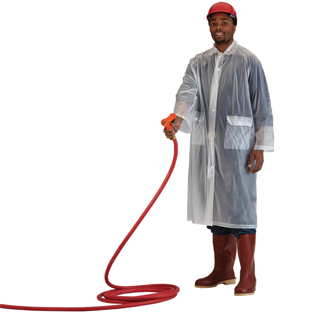 MCR Safety Squall Series Rain Coat, Detachable Hood, PVC, Clear