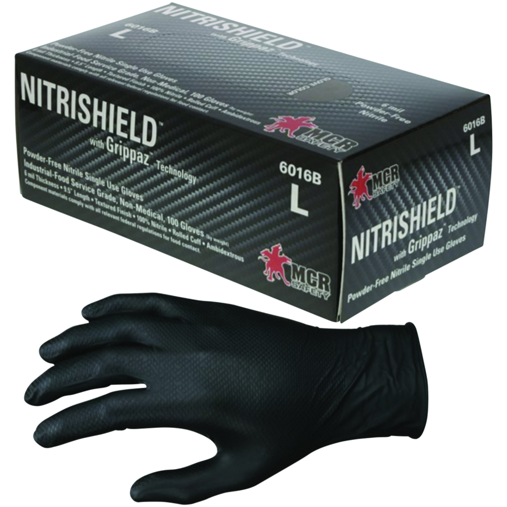 MCR Safety Grippaz™ NitrileShield™ Nitrile Gloves, Powder-Free, 6mil
