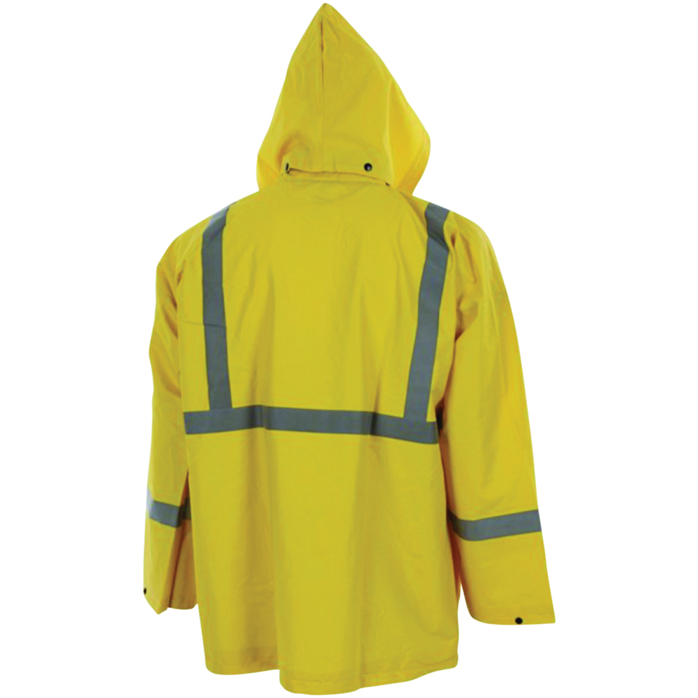 MCR Safety Luminator® Series Reflective 3-Piece Rain Suit, PVC/Polyester, Yellow
