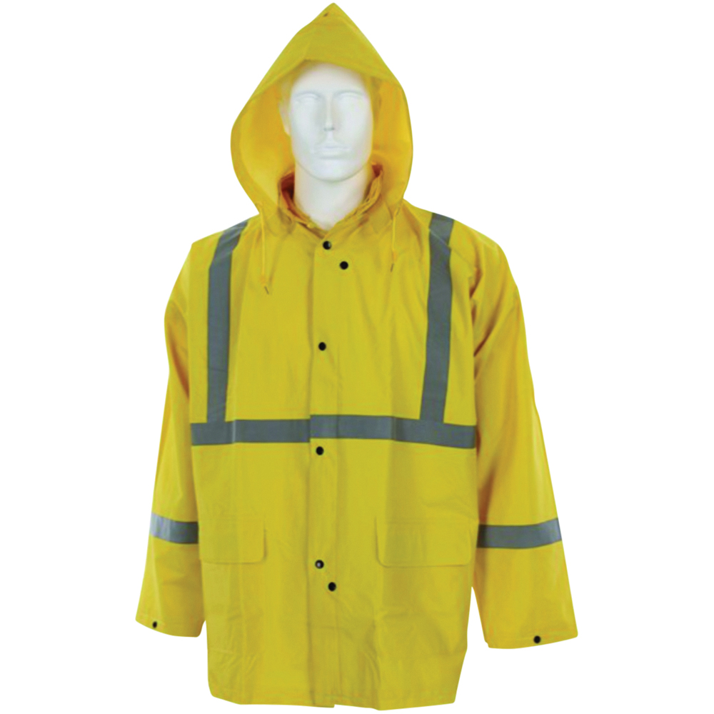 MCR Safety Luminator® Series Reflective 3-Piece Rain Suit, PVC/Polyester, Yellow