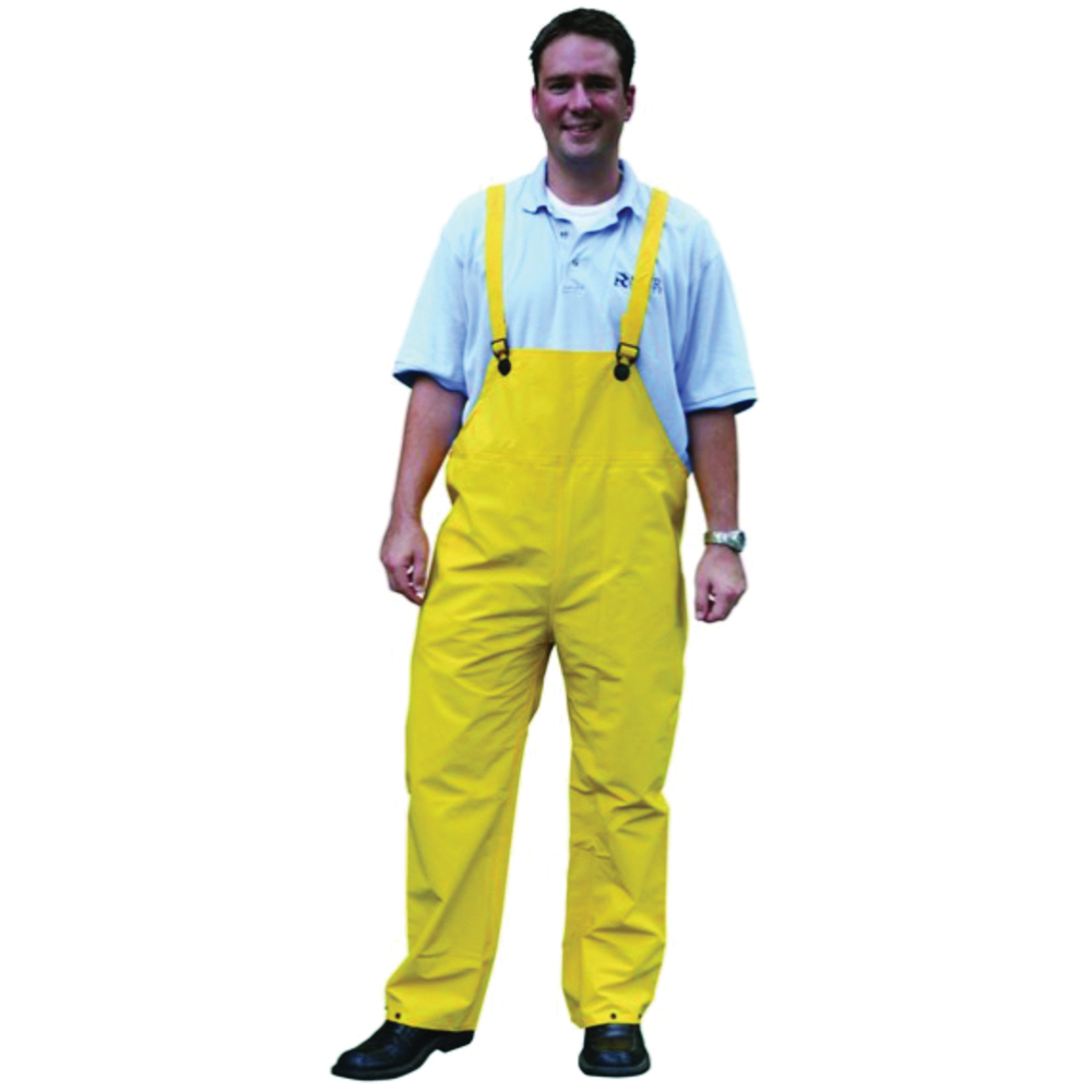 MCR Safety Classic Series Rain Pants, Bib Style, Fly Front, PVC/Polyester, Yellow
