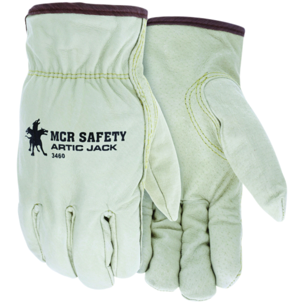 MCR Safety Artic Jack® Drivers Insulated Work Gloves, Premium Grade Pigskin, Thermosock® Lining, Keystone Thumb, Natural