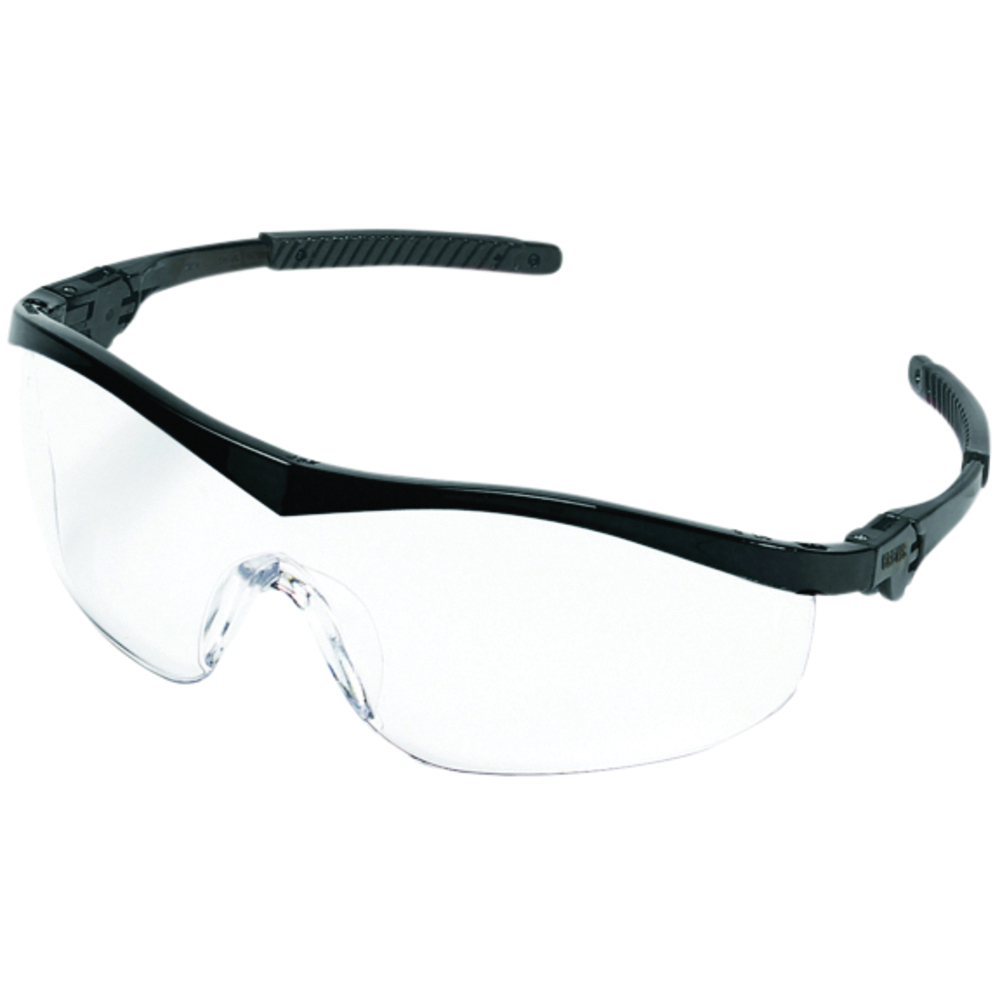 MCR Safety ST1 Series Safety Glasses, Scratch-Resistant, Ratchet Style Black Temples