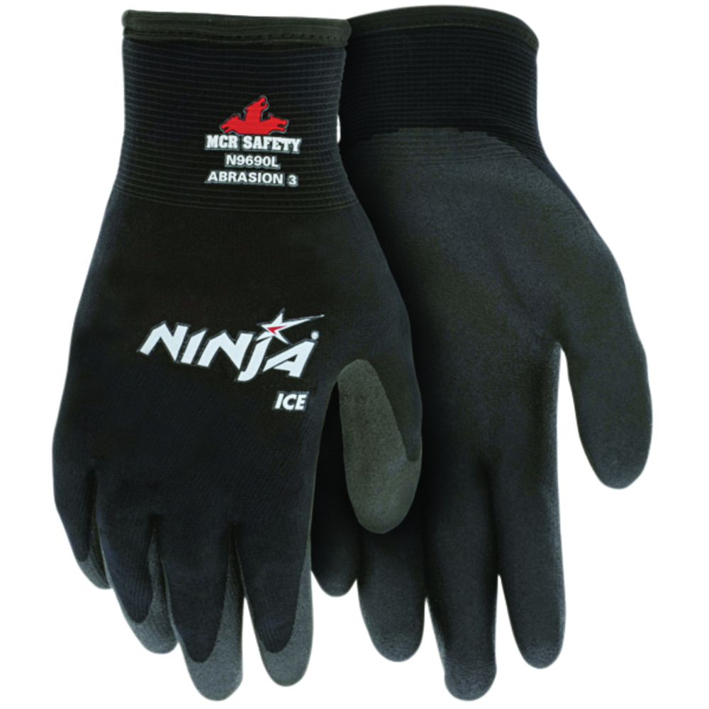 MCR Safety Ninja® BNF Evolution Work Gloves, NFT® Coated Palm and Fingertips, 15 Gauge, Black