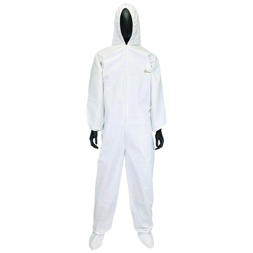 PIP® Posi-Wear® BA™ Coverall, Attached Hood & Boots, 58 gsm, White