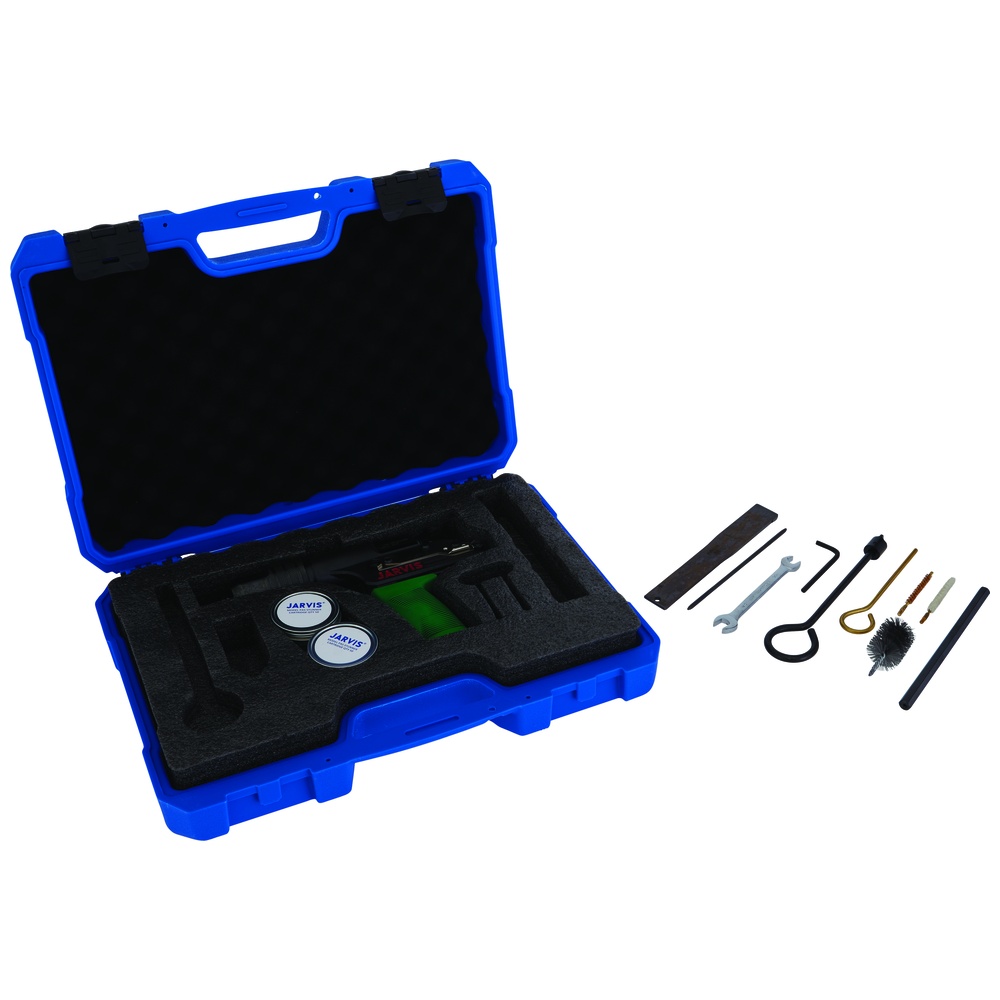This Jarvis .22 Caliber Stunner features a convenient tool kit