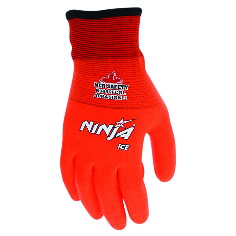 MCR Safety Ninja® Ice Insulated Work Gloves, Nylon with Acrylic Terry Interior, HPT Coated, 15 Gauge