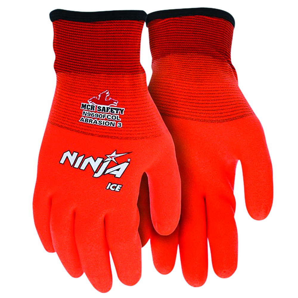 MCR Safety Ninja® Ice Insulated Work Gloves, Nylon with Acrylic Terry Interior, HPT Coated, 15 Gauge
