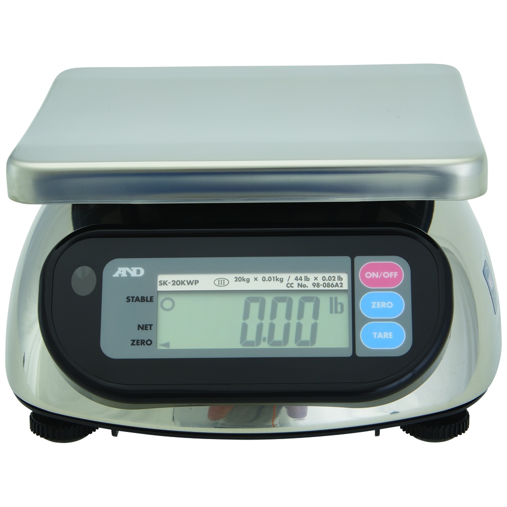A&D Weighing SK-WP Series SK20KWP Compact Bench Scales, NSF Listed, NTEP Certified, Legal for Trade
