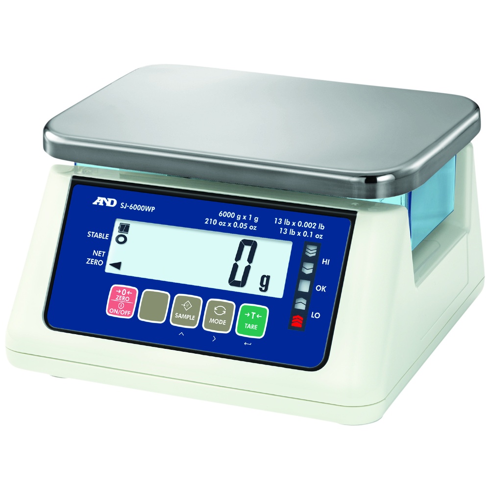 A&D Weighing SJ-WP Series SJ6000WP Digital Bench Scale, IP67 Waterproof, NSF Listed, Legal for Trade