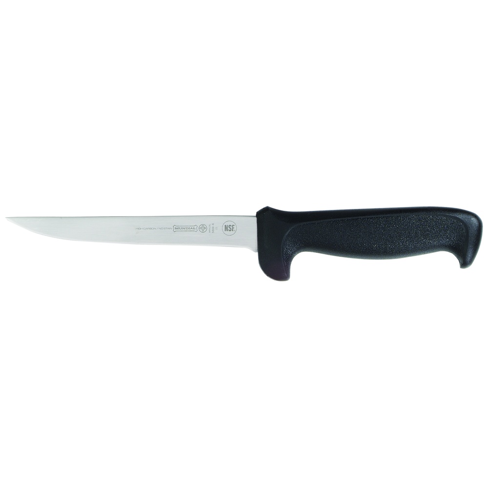 Mundial 5600 Series Straight Boning Knife, Stiff, NSF Certified, Antimicrobial, 6 Inch Blade, Black