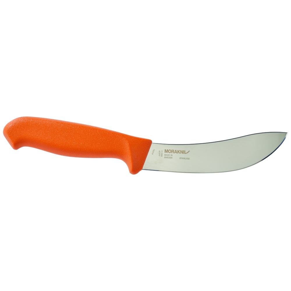 Morakniv Hunting Curved Skinning Knife with Polymer Rib Sheath, Stiff, Orange