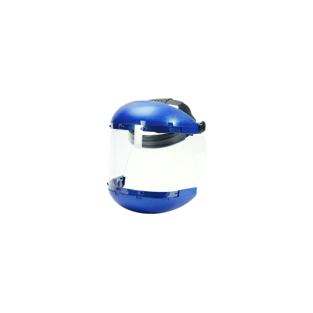 Sellstrom Faceshield Assembly, Ratchet Adjustment, Acetate Visor, Crown with Chin Guard, Blue