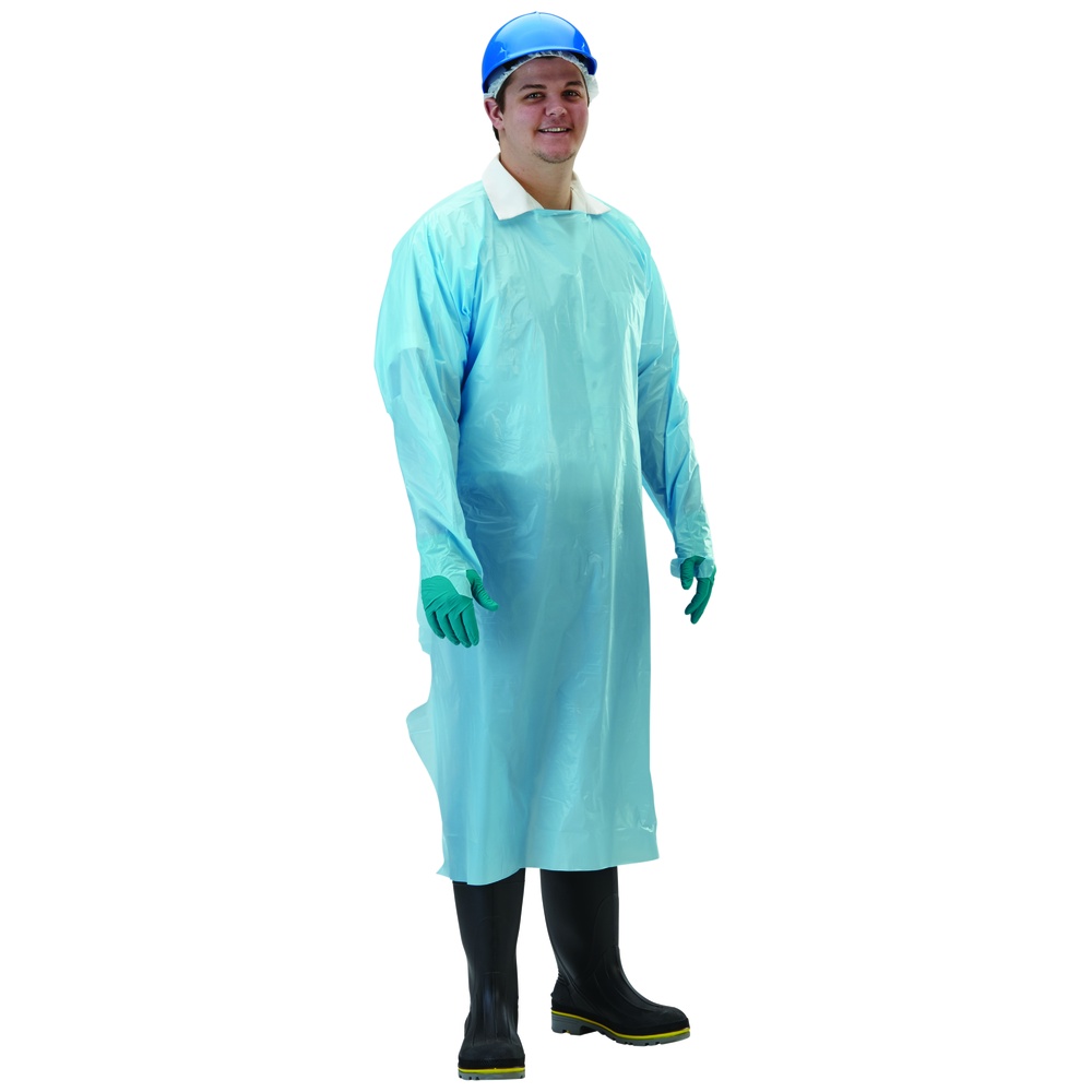 WorkHorse Economy Disposable Polyethylene Gowns, 1.25 Mill With Thumb Loop