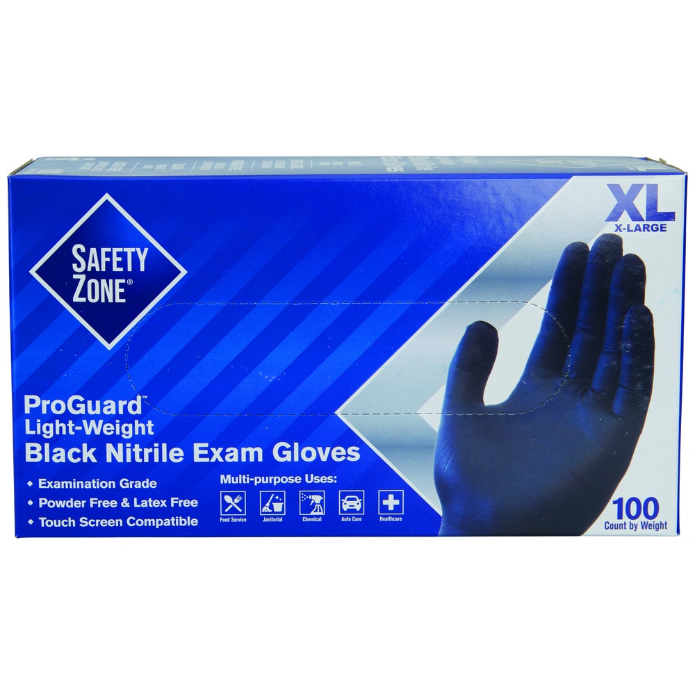 The Safety Zone® ProGuard Nitrile Gloves, 3.5 Mil, Powder-Free, Black