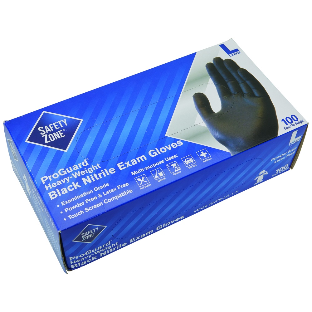 The Safety Zone® ProGuard Nitrile Gloves, 5.3 Mil, Powder-Free, Black