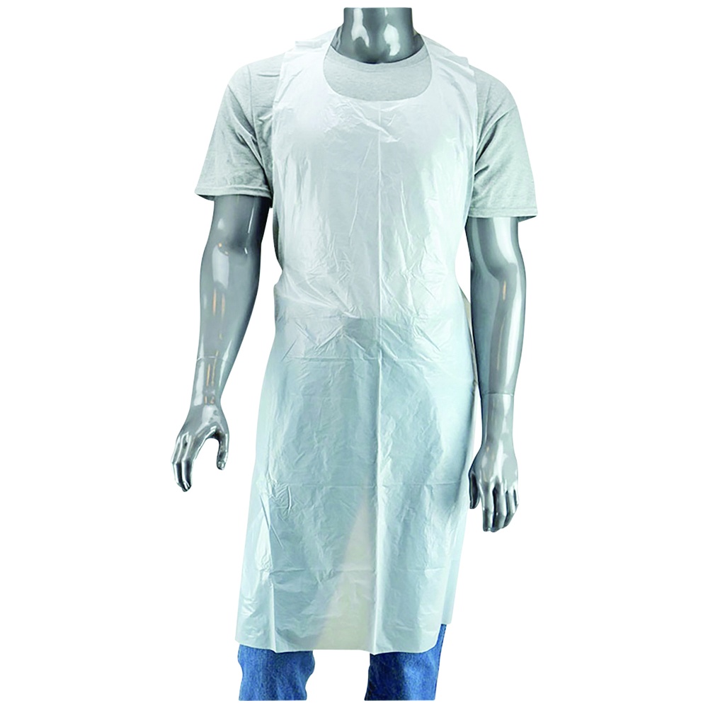 Disposable Aprons, Polyethylene, 1 Mil, 28 Inch x 46 Inch, White