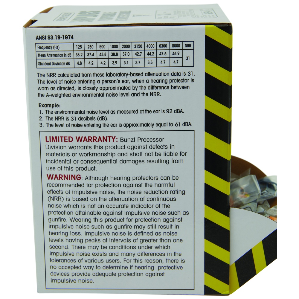 WorkHorse Disposable Metal Detectable Earplugs, T-Shaped, NRR 31