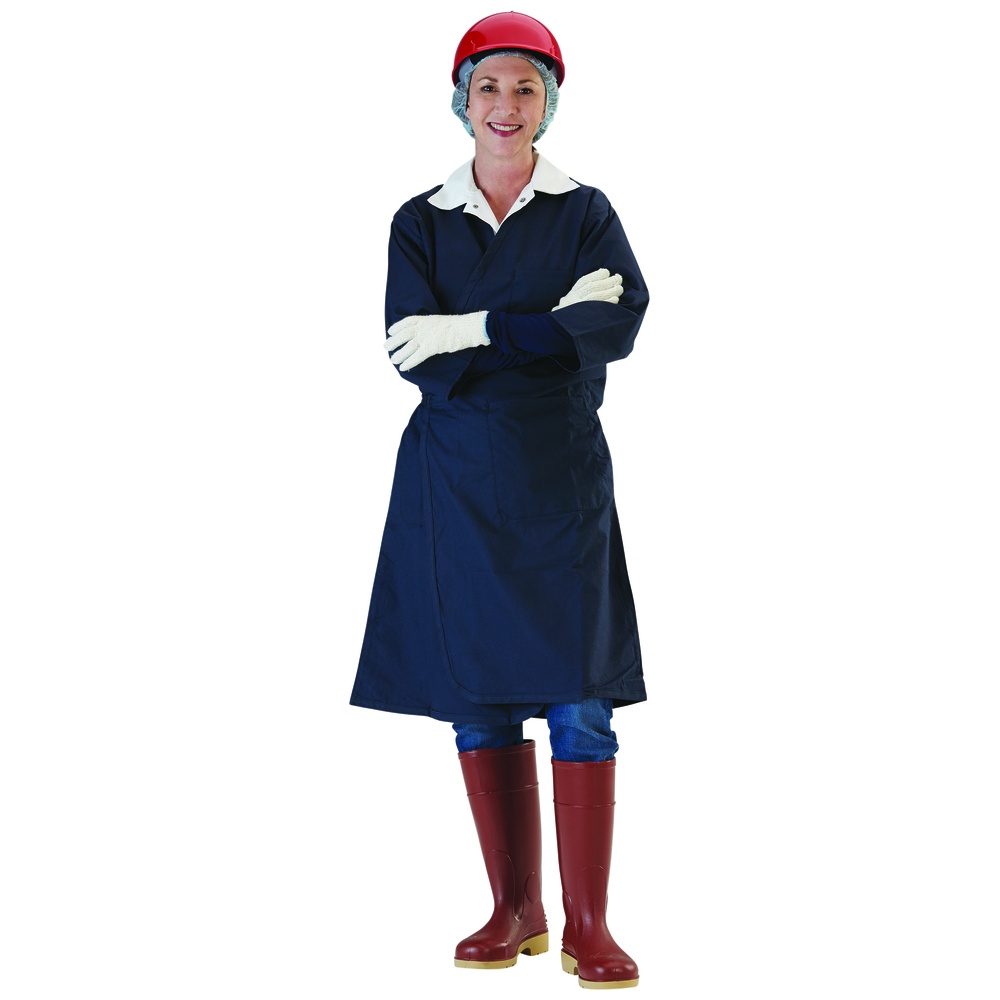 Southern Apparel Inc. Wrap-Around Butcher Frocks, 3/4 Length Sleeves, 1 Outside Top and 2 Outside Bottom Pockets, 5 Ounce