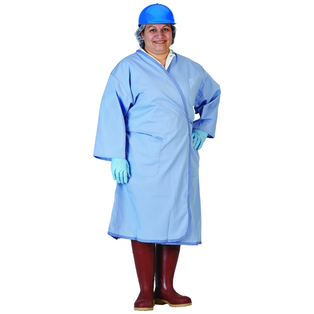 Southern Apparel Inc. Wrap-Around Butcher Frocks, 3/4 Length Sleeves, 1 Outside Top and 2 Outside Bottom Pockets, 5 Ounce