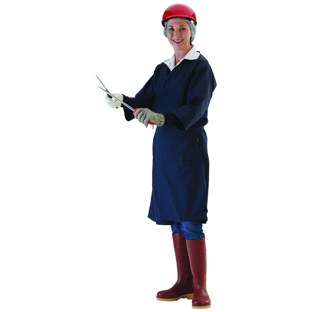 Southern Apparel Inc. Wrap-Around Butcher Frocks, 3/4 Length Sleeves, 1 Outside Top and 2 Outside Bottom Pockets, 5 Ounce