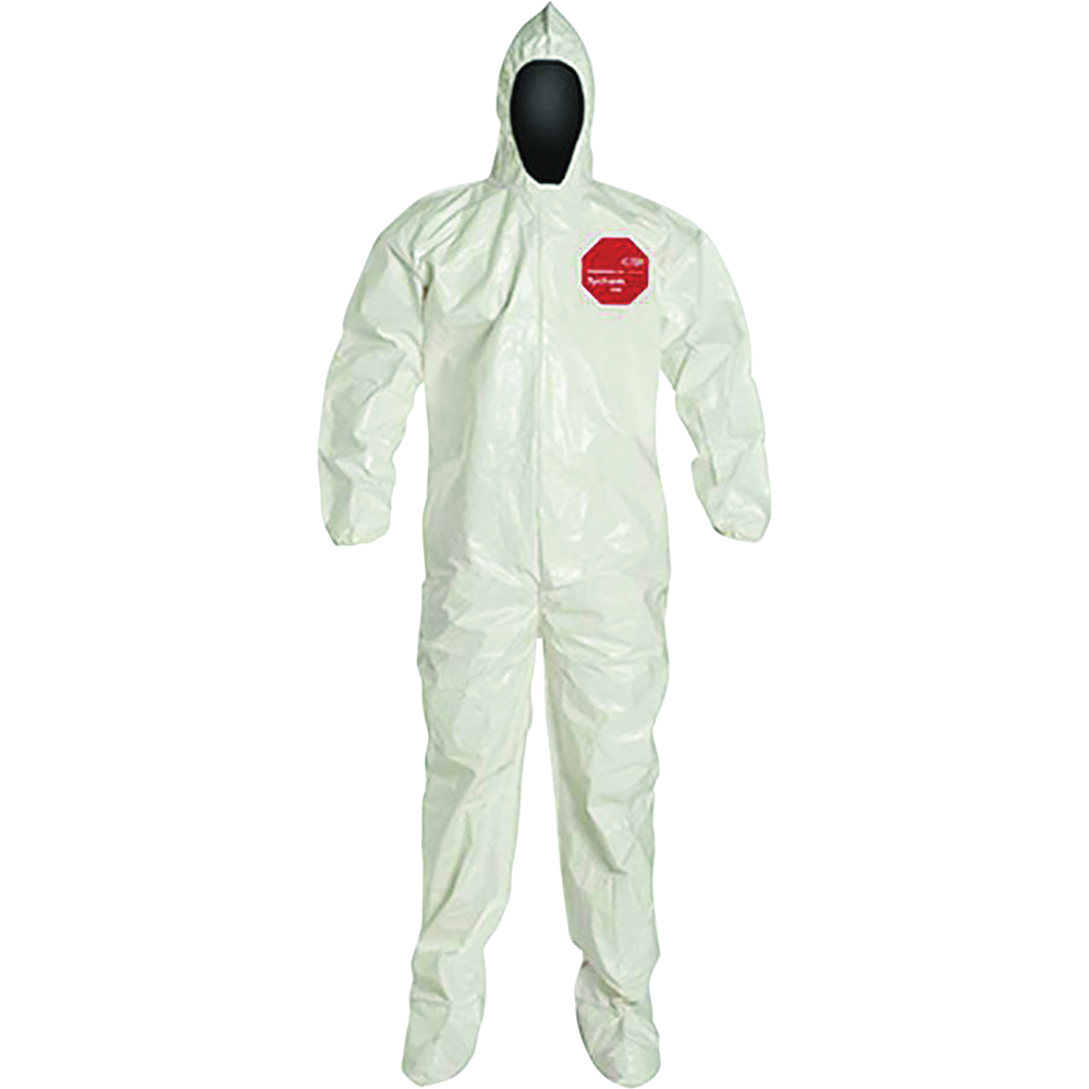 Dupont Tychem 4 Coveralls with Attached Hood, Elastic Wrists and Ankles, Bound Seams